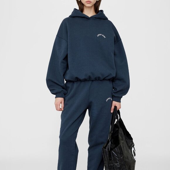 Brand New Anine Bing Leone Jogger & Lucy Hoodie Set - Navy, Size M (Oversized) - Picture 1 of 11